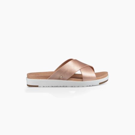 UGG Kari Metallic Rose Gold Sandals for Women (UAPS73169)